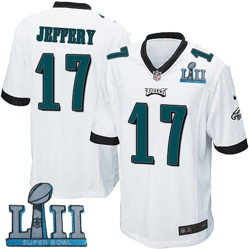  Eagles 17 Alshon Jeffery White Youth 2018 Super Bowl LII Game Jersey