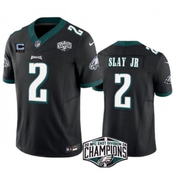 Nike Eagles 2 Darius Slay JR Black 2024 NFC East Champions with C Patch F.U.S.E. Vapor Limited Men Jersey
