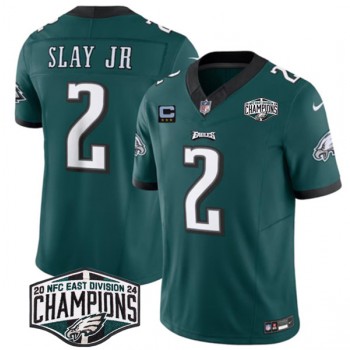 Nike Eagles 2 Darius Slay JR Green 2024 NFC East Champions  with C Patch F.U.S.E. Vapor Limited Men Jersey