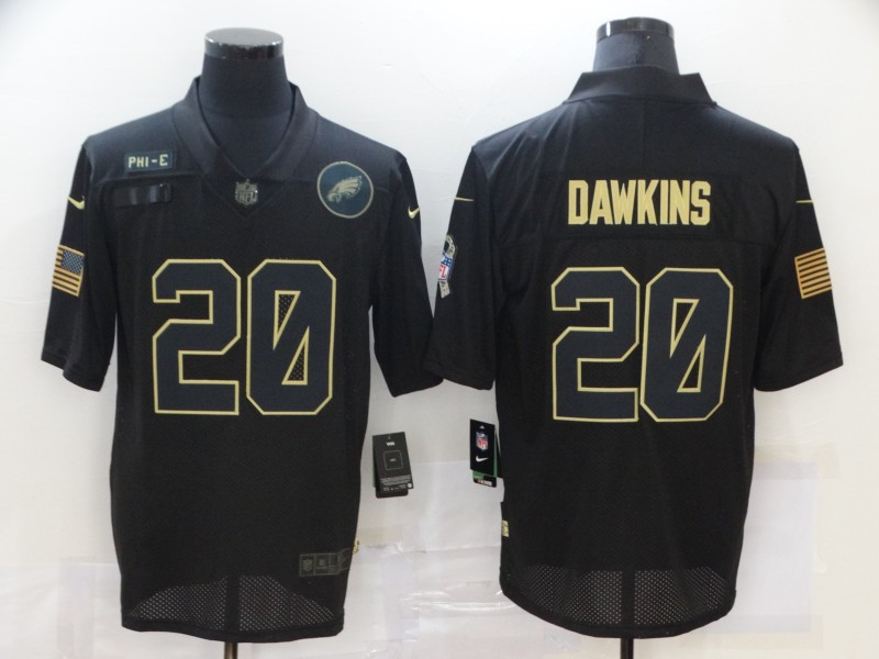 Nike Eagles 20 Brian Dawkins Black 2020 Salute To Service Limited Jersey