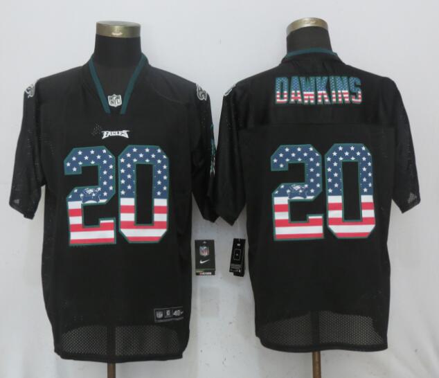  Eagles 20 Brian Dawkins Black USA Flag Elite Jersey