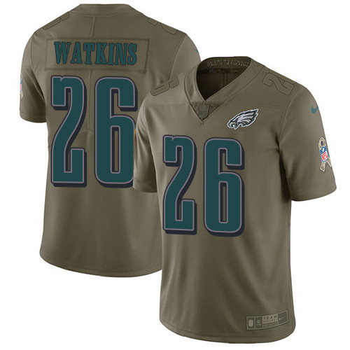  Eagles 26 Jaylen Watkins Olive Salute To Service Limited Jersey