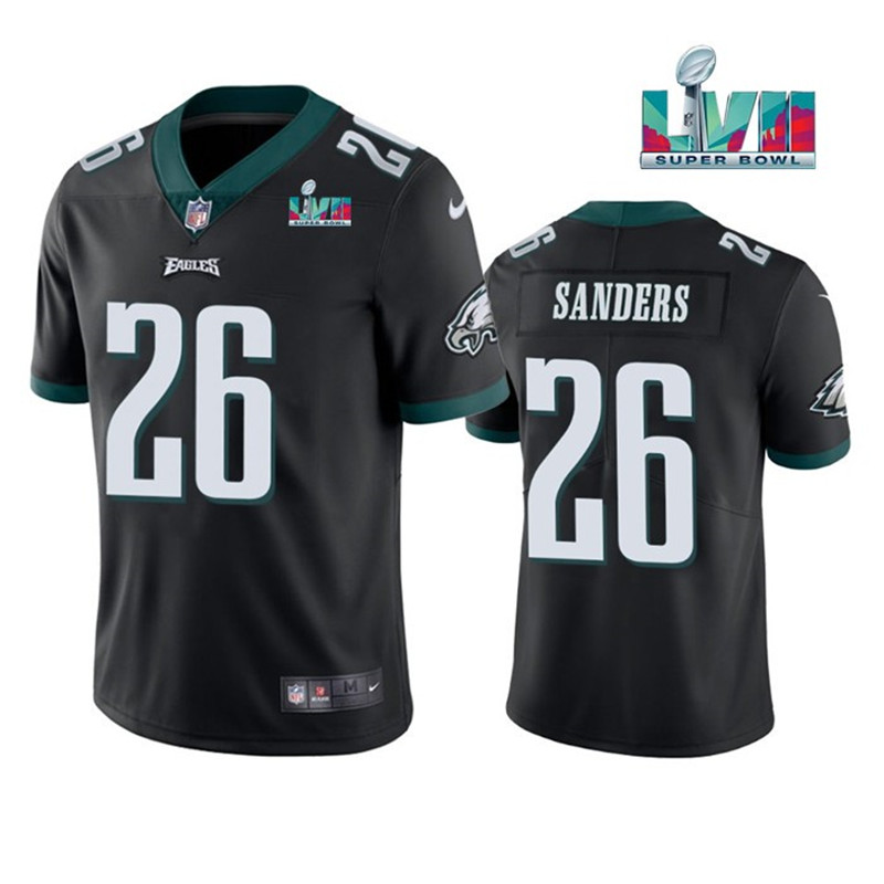 Nike Eagles 26 Miles Sanders Black 2023 Super Bowl LVII Vapor Limited Jersey