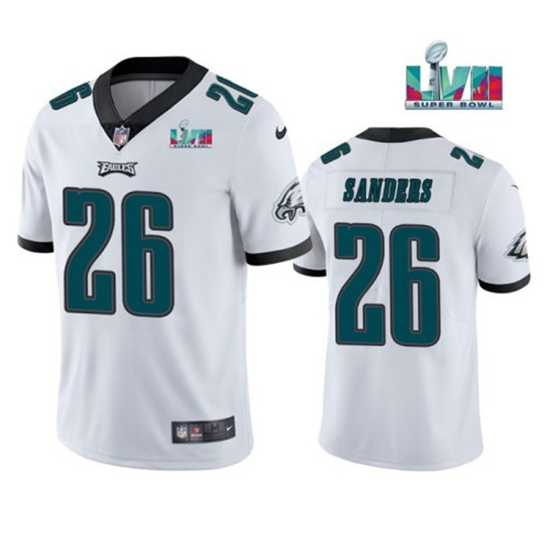 Nike Eagles 26 Miles Sanders White 2023 Super Bowl LVII Vapor Limited Jersey