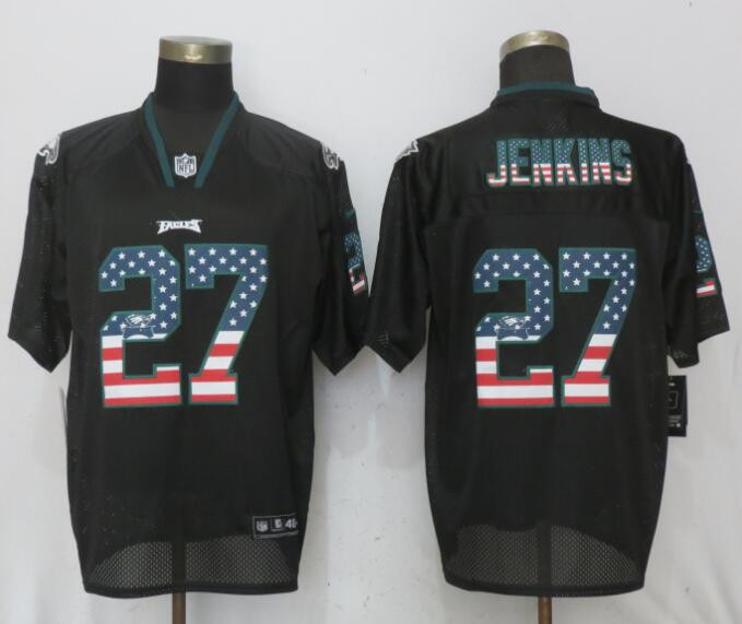  Eagles 27 Malcolm Jenkins Black USA Flag Elite Jersey