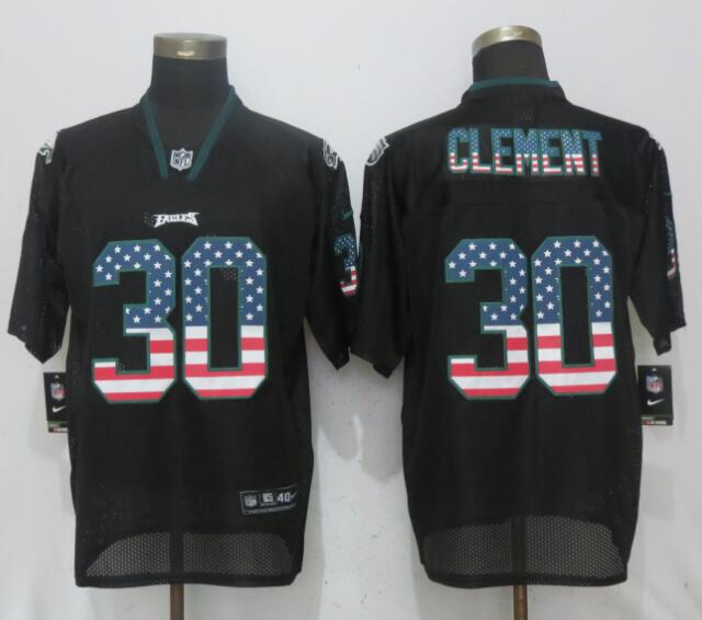  Eagles 30 Corey Clement Black USA Flag Fashion Elite Jersey