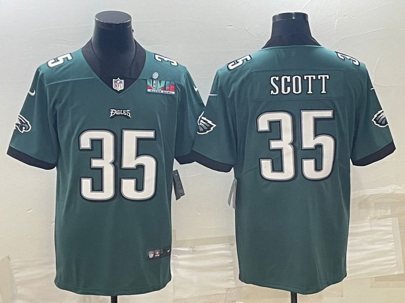 Nike Eagles 35 Boston Scott Green 2023 Super Bowl LVII Vapor Limited Jersey