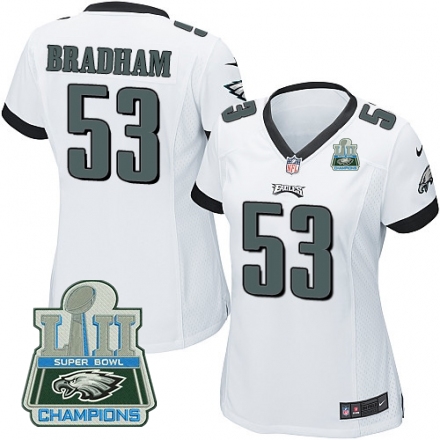  Eagles 53 Nigel Bradham White Women 2018 Super Bowl Champions Game Jersey