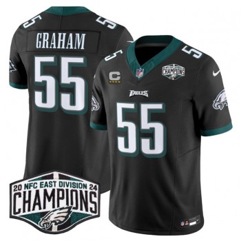 Nike Eagles 55 Brandon Graham Black 2024 NFC East Champions  with C Patch F.U.S.E. Vapor Limited Men Jersey