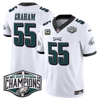 Nike Eagles 55 Brandon Graham White 2024 NFC East Champions with C Patch F.U.S.E. Vapor Limited Men Jersey