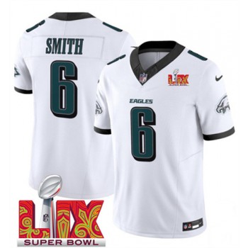 Nike Eagles 6 DeVonta Smith White 2025 Super Bowl LIX F.U.S.E. Vapor Limited Men Jersey