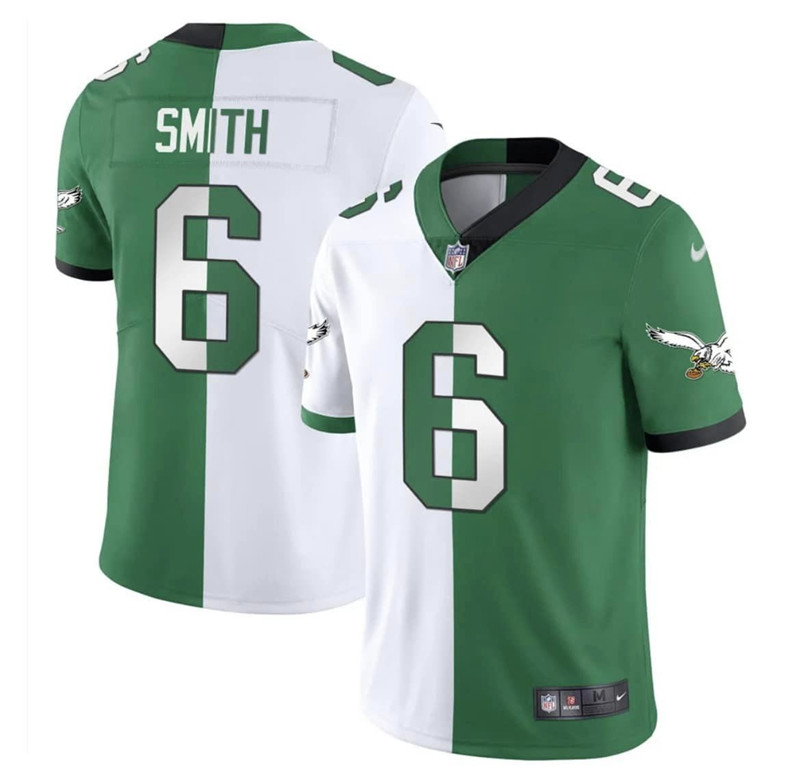 Nike Eagles 6 DeVonta Smith White Green Split Vapor Limited Jersey