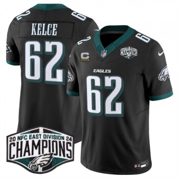 Nike Eagles 62 Jason Kelce Black 2024 NFC East Champions F.U.S.E. Vapor  with C Patch Limited Men Jersey