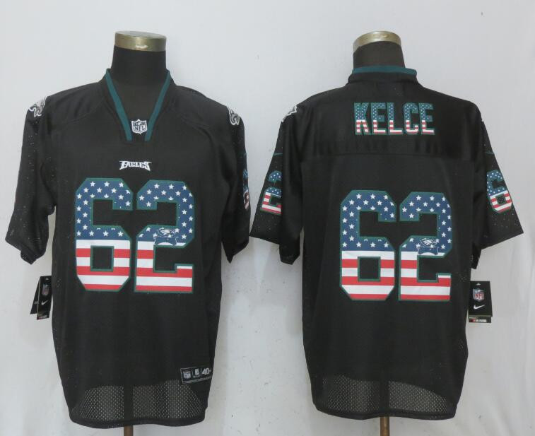  Eagles 62 Jason Kelce Black USA Flag Elite Jersey