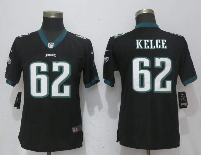  Eagles 62 Jason Kelce Black Women Vapor Untouchable Player Limited Jersey