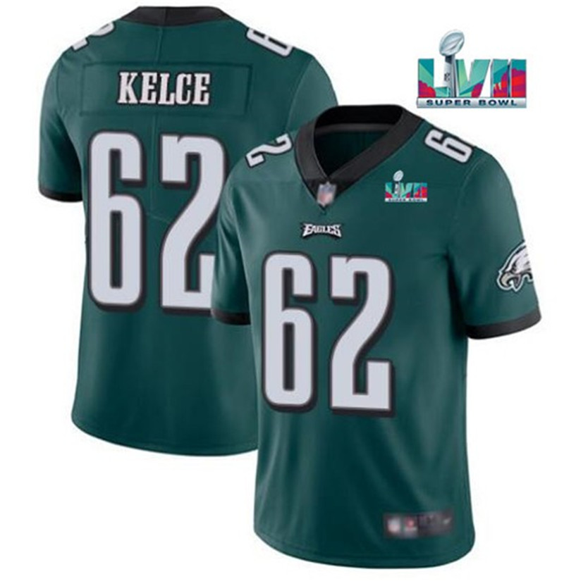 Nike Eagles 62 Jason Kelce Green 2023 Super Bowl LVII Vapor Limited Jersey