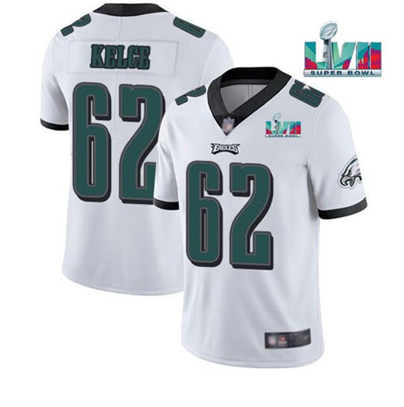Nike Eagles 62 Jason Kelce White 2023 Super Bowl LVII Vapor Limited Jersey
