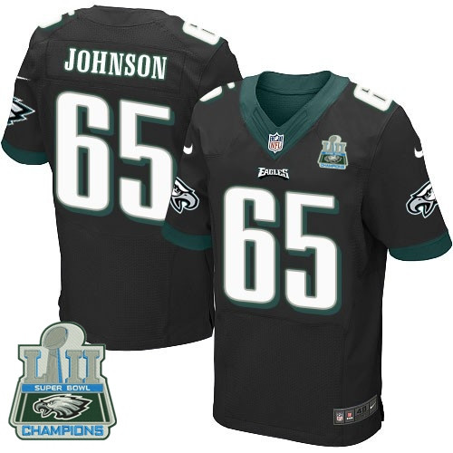  Eagles 65 Lane Johnson Black 2018 Super Bowl Champions Elite Jersey