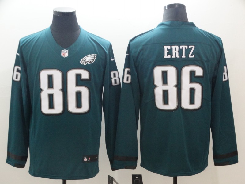  Eagles 86 Zach Ertz Green Therma Long Sleeve Jersey