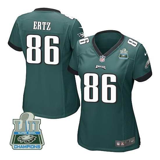  Eagles 86 Zach Ertz Green Women 2018 Super Bowl Champions Game Jersey