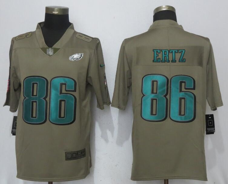  Eagles 86 Zach Ertz Olive Salute To Service Limited Jersey