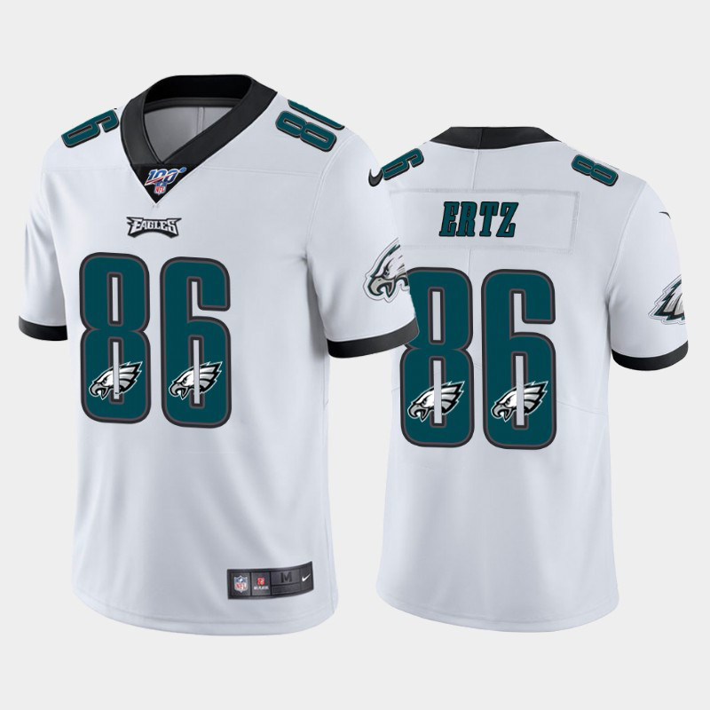 Nike Eagles 86 Zach Ertz White Number Logo Team 100th Season Vapor Untouchable Limited Jersey