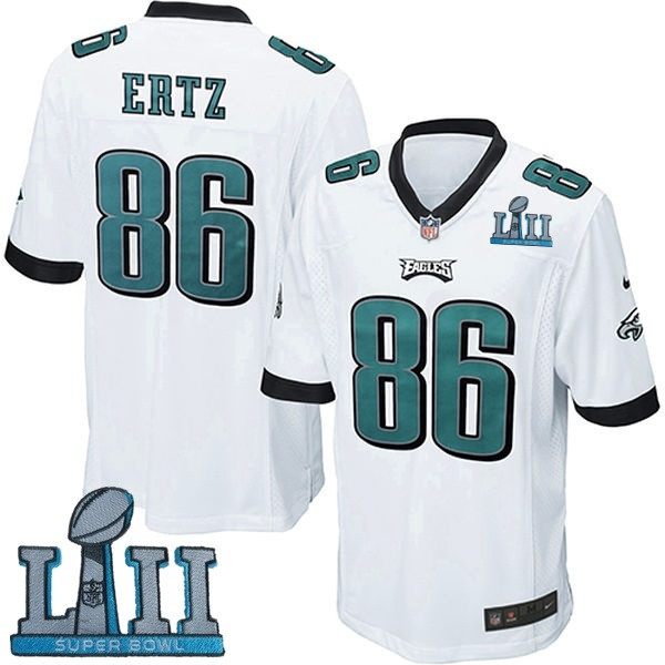  Eagles 86 Zach Ertz White Youth 2018 Super Bowl LII Game Jersey