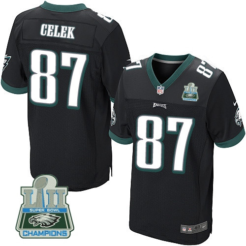  Eagles 87 Brent Celek Black 2018 Super Bowl Champions Elite Jersey