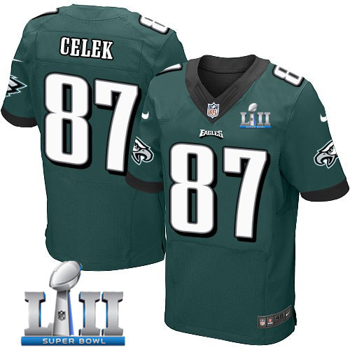  Eagles 87 Brent Celek Green 2018 Super Bowl LII Elite Jersey