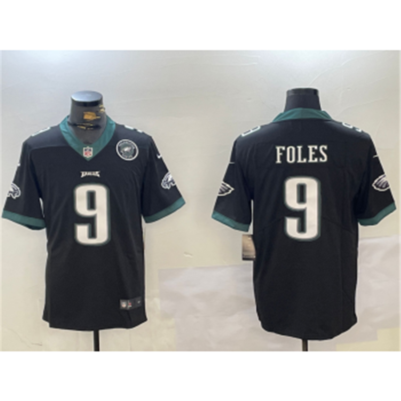 Nike Eagles 9 Nick Foles Black Team Logo Vapor Limited Jersey