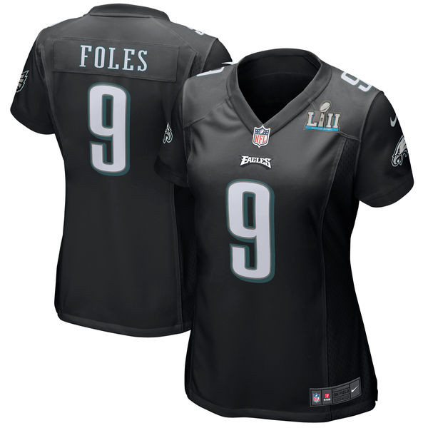  Eagles 9 Nick Foles Black Women 2018 Super Bowl LII Game Jersey