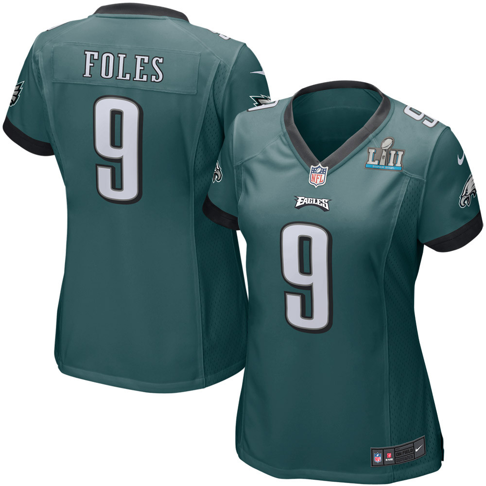  Eagles 9 Nick Foles Green Women 2018 Super Bowl LII Game Jersey