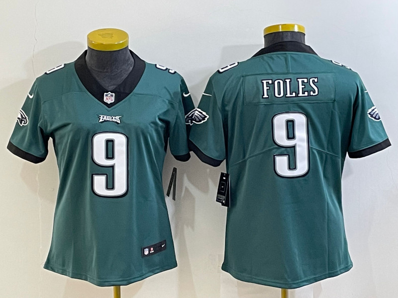 Nike Eagles 9 Nick Foles Green Women Vapor Limited Jersey