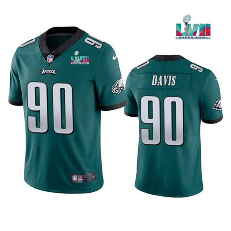 Nike Eagles 90 Jordan Davis Green 2023 Super Bowl LVII Vapor Limited Jersey