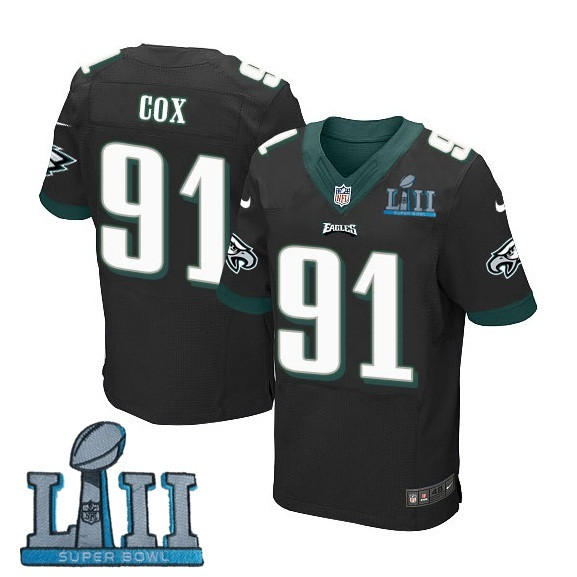  Eagles 91 Fletcher Cox Black 2018 Super Bowl LII Elite Jersey