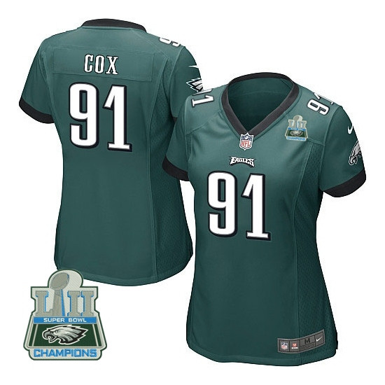  Eagles 91 Fletcher Cox Green Women 2018 Super Bowl Champions Game Jersey