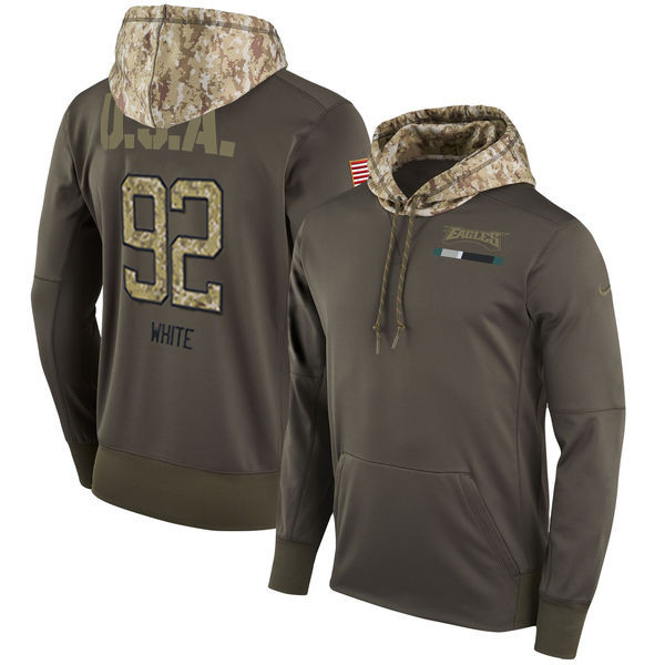  Eagles 92 Reggie White Olive Salute To Service Pullover Hoodie