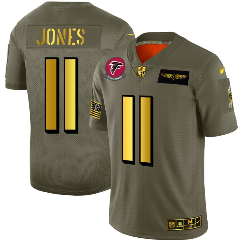 Nike Falcons 11 Julio Jones 2019 Olive Gold Salute To Service Limited Jersey