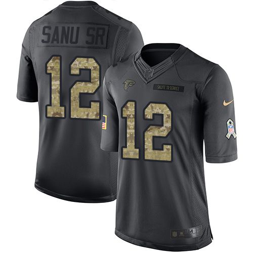  Falcons 12 Mohamed Sanu Sr Black Men Stitched NFL Limited 2016 Salute To Service Jersey