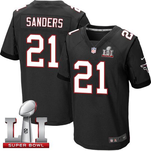  Falcons 21 Deion Sanders Black Alternate Super Bowl LI 51 Men Stitched NFL Elite Jersey