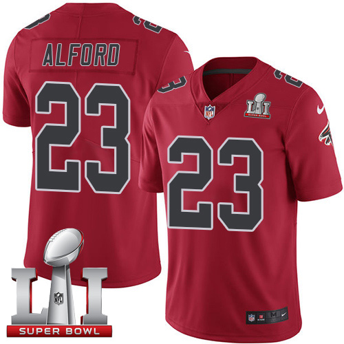  Falcons 23 Robert Alford Red Super Bowl LI 51 Men Stitched NFL Limited Rush Jersey
