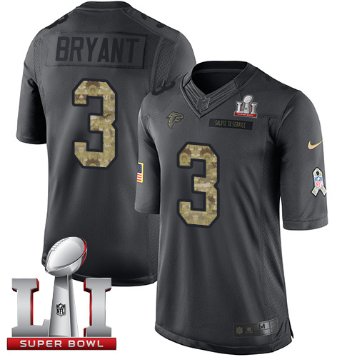  Falcons 3 Matt Bryant Black Super Bowl LI 51 Men Stitched NFL Limited 2016 Salute To Service Jersey