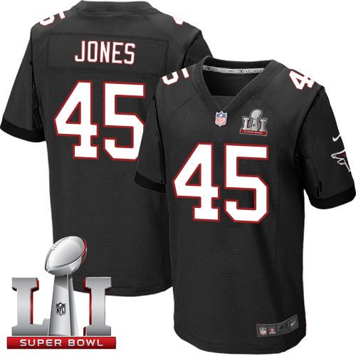  Falcons 45 Deion Jones Black Alternate Super Bowl LI 51 Men Stitched NFL Elite Jersey