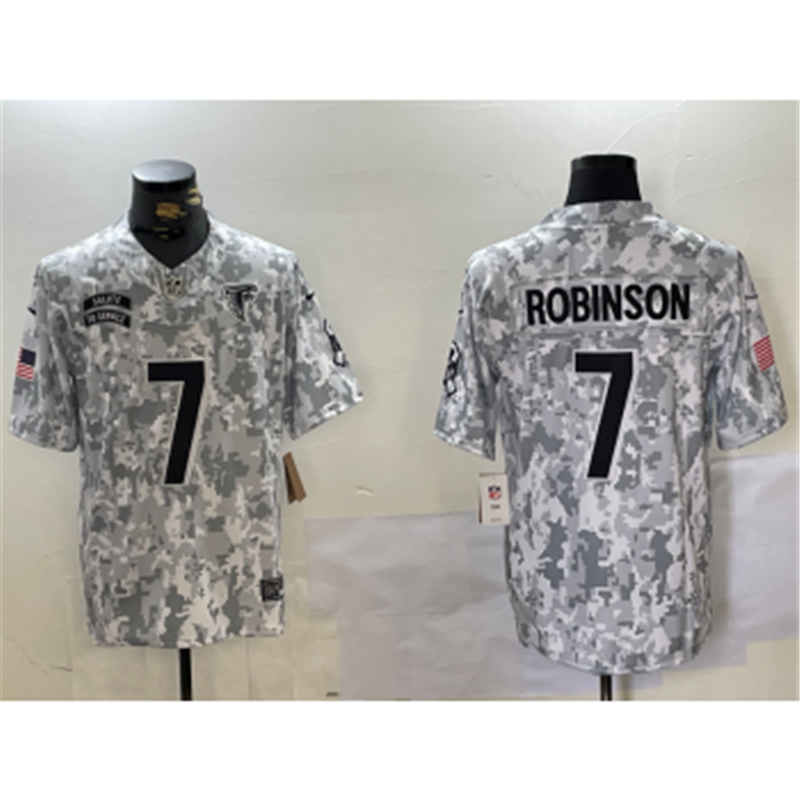 Nike Falcons 7 Bijan Robinson Arctic Camo 2024 F.U.S.E. Salute to Service Limited Jersey