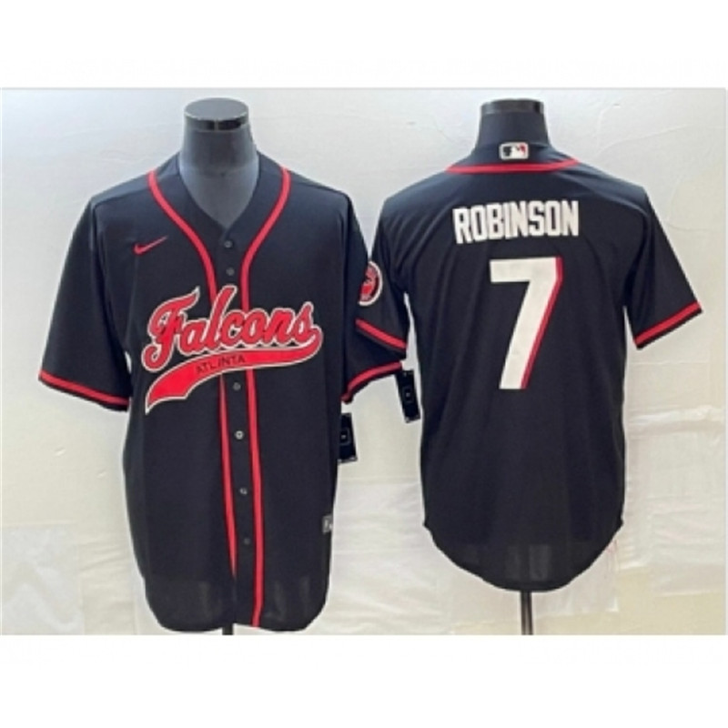 Nike Falcons 7 Bijan Robinson Black Cool Base Stitched Baseball Jersey