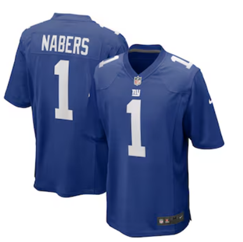 Nike Giants 1 Nabers Royal 2024 NFL Draft First Round Pick Player Game Jersey