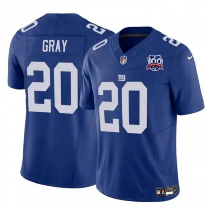 Nike Giants 20 Eric Gray Blue 2024 FUSE 100TH Season Vapor Untouchable Limited Stitched Jersey