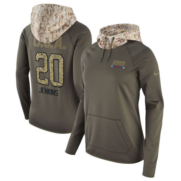  Giants 20 Janoris Jenkins Olive Women Salute To Service Pullover Hoodie