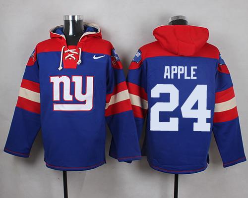  Giants 24 Eli Apple Royal Blue Player Pullover NFL Hoodie