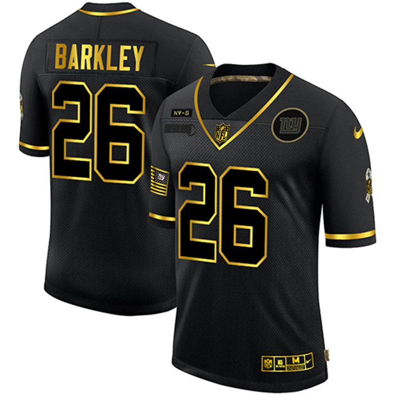 Nike Giants 26 Saquon Barkley Black Gold 2020 Salute To Service Limited Jersey